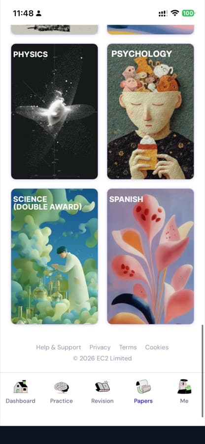 Scrolling further — Physics, Psychology, Science Double Award, Spanish